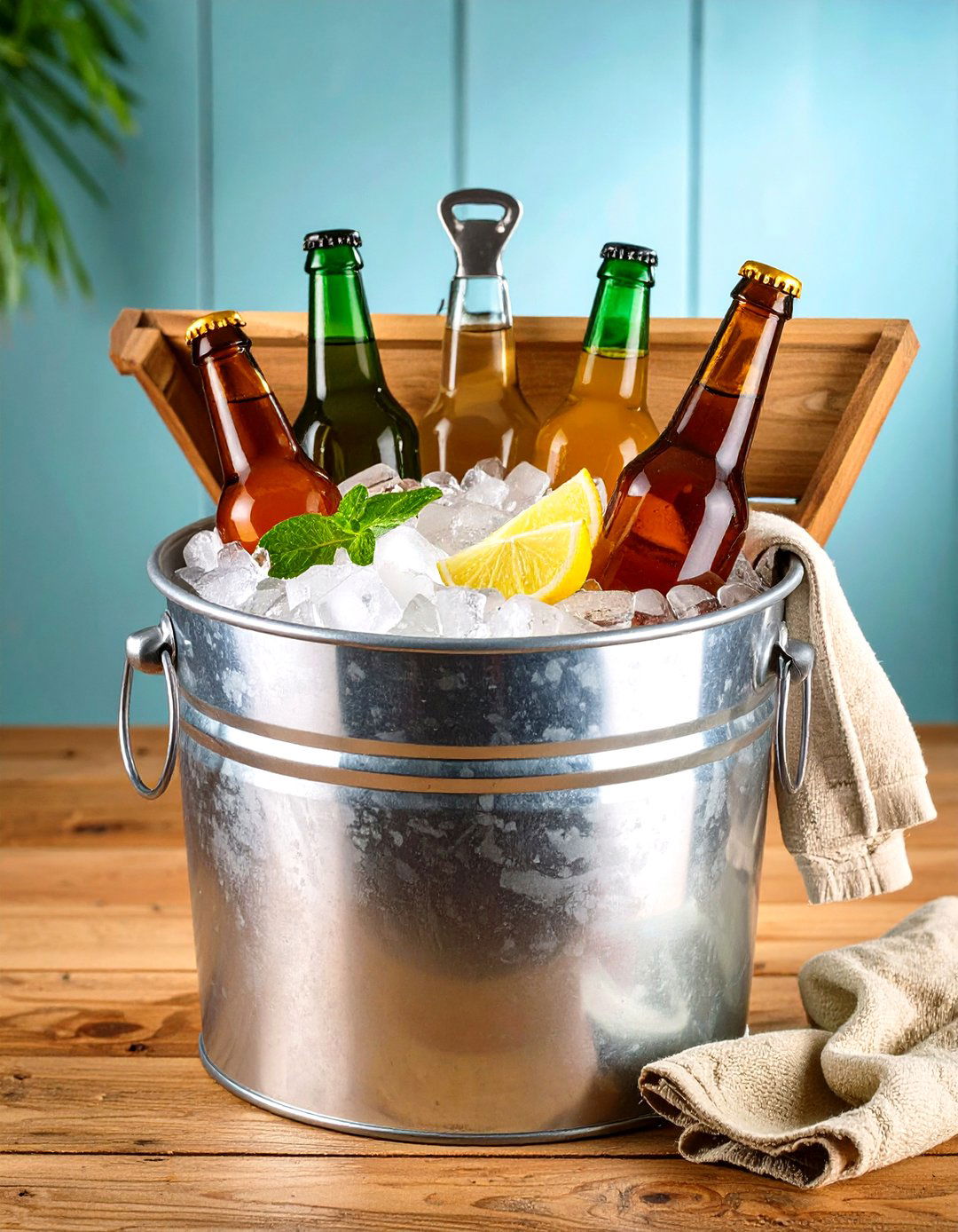 Farmhouse Patio Galvanized Beverage Station - 20 Farmhouse Patio Ideas