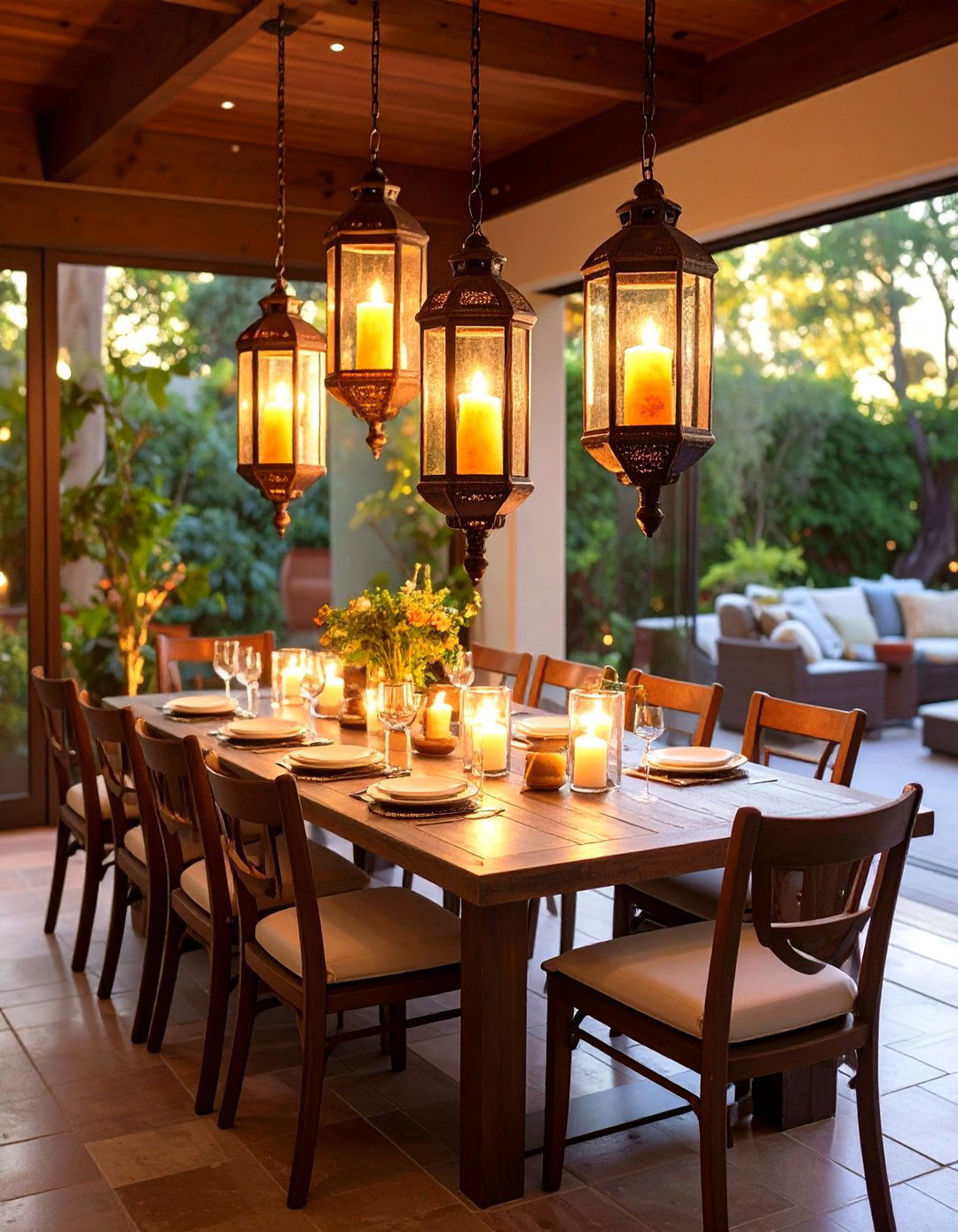 Farmhouse Patio Lantern Cluster Lighting - 20 Farmhouse Patio Ideas