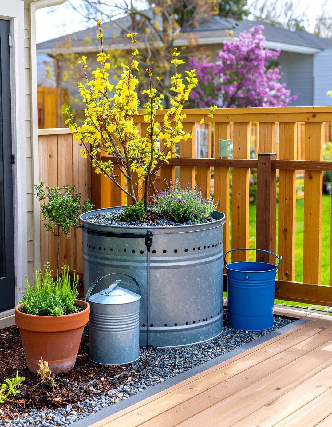 Farmhouse Patio Stock Tank Planters - 20 Farmhouse Patio Ideas