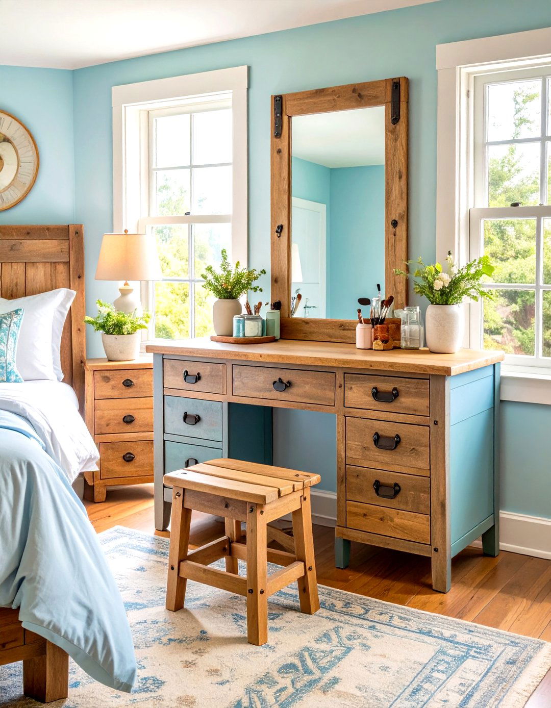 Farmhouse Rustic Makeup Vanity with Reclaimed Wood - 20 Makeup Vanity Ideas
