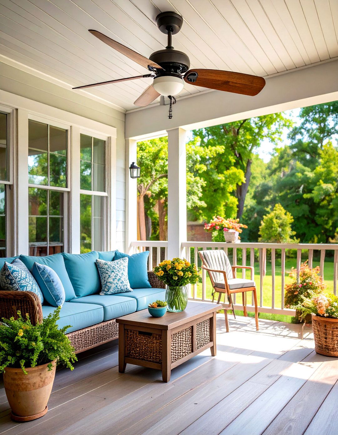 Farmhouse Rustic Patio Fan with Reclaimed Wood Blades - 20 Patio Fan Ideas