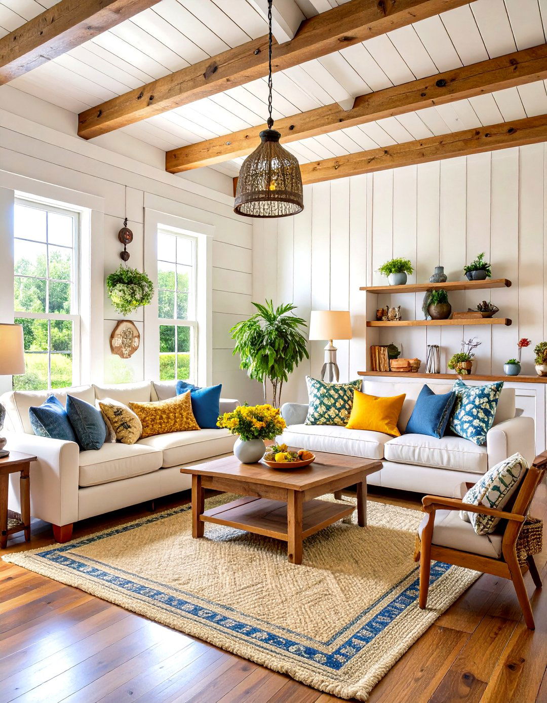 Farmhouse Shiplap Open Concept Vaulted Ceiling Living Room - 20 Open Concept Vaulted Ceiling Living Room Ideas