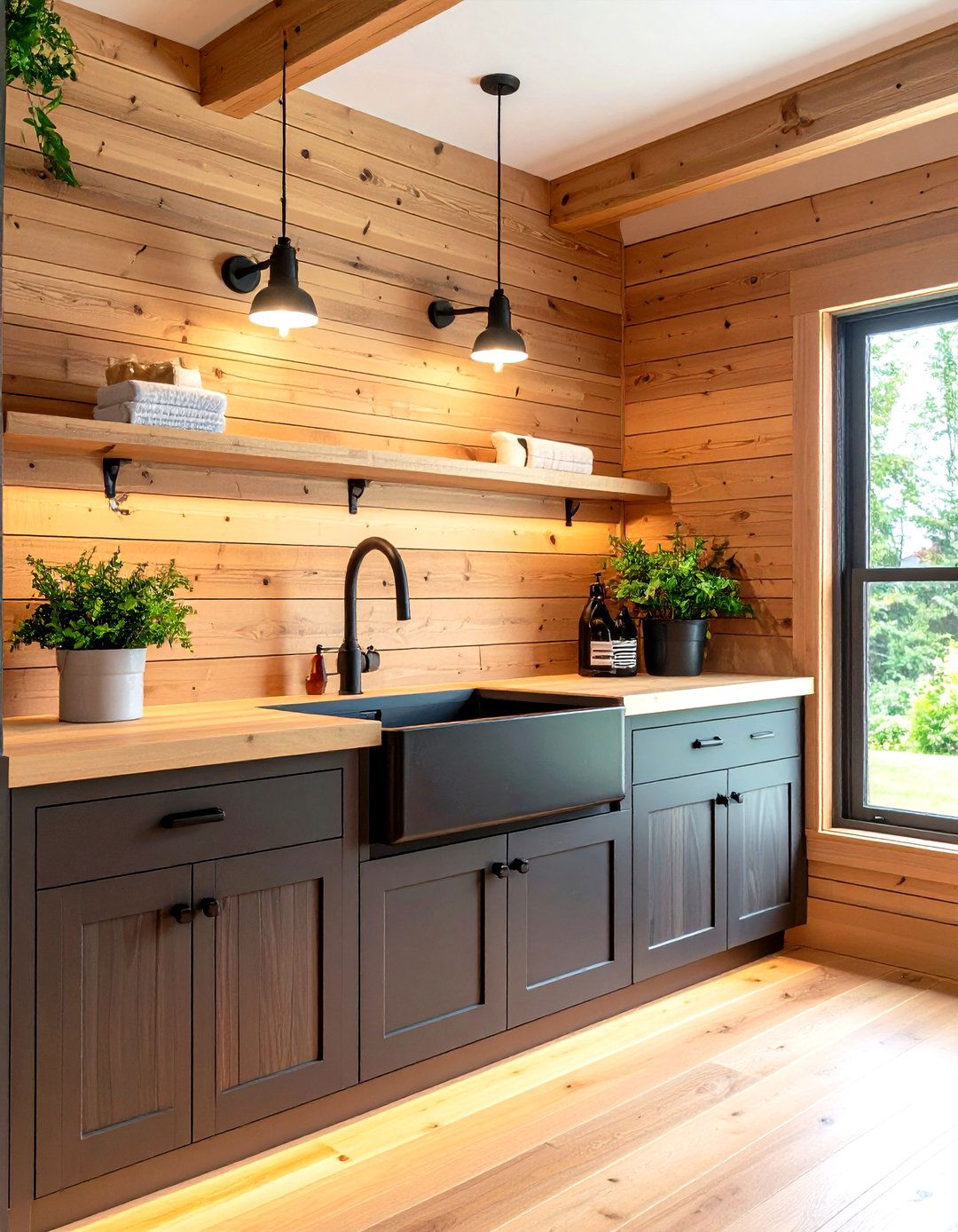 Farmhouse Shiplap Sink Wall - 20 Shiplap Laundry Room Ideas