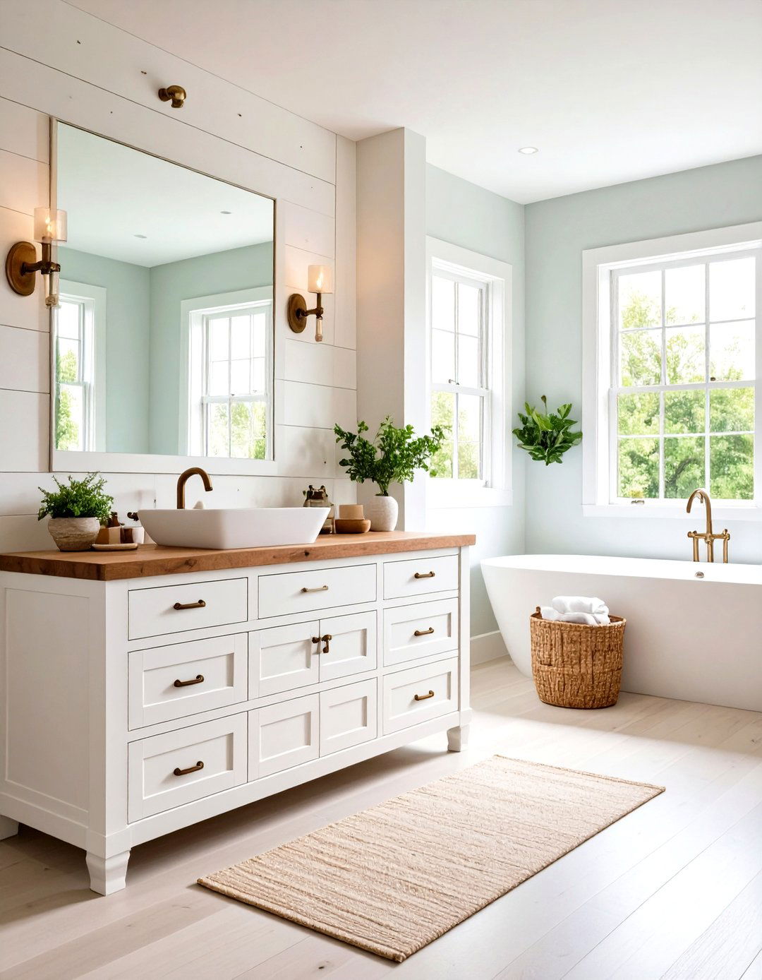 Farmhouse Shiplap Wood Bathroom Vanity - 20 Wood Bathroom Vanity Ideas