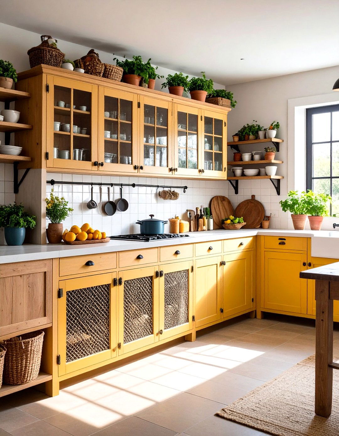Farmhouse Style Larder Cupboard with Chicken Wire Doors - 20 Larder Cupboard and Pantry Ideas for Your Kitchen