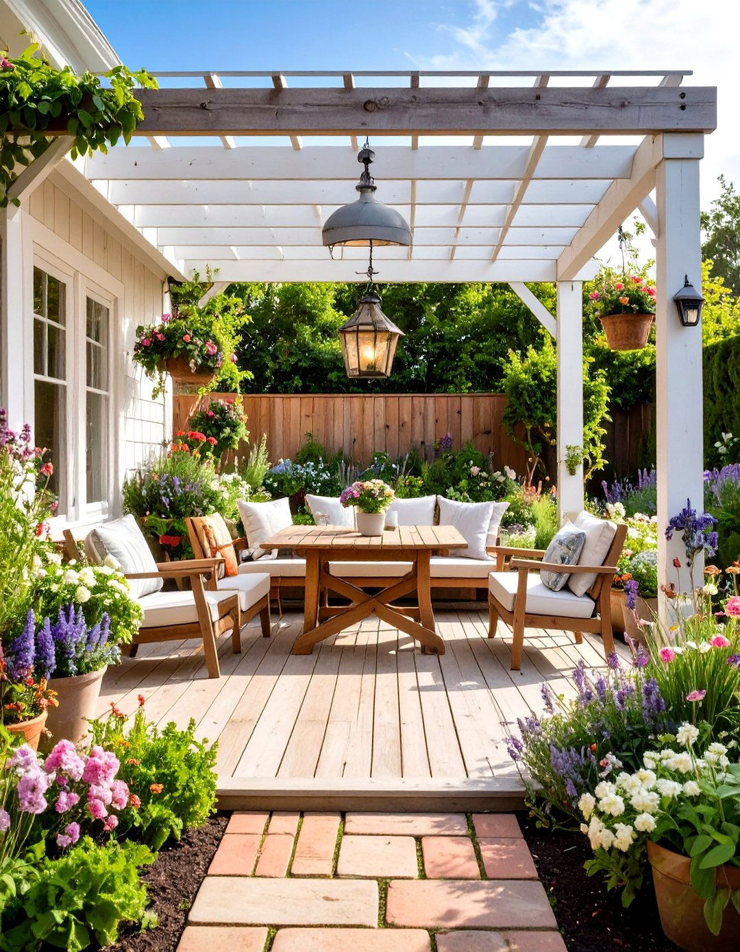 Farmhouse Style Patio With a Pergola - 20 Patio With a Pergola Ideas