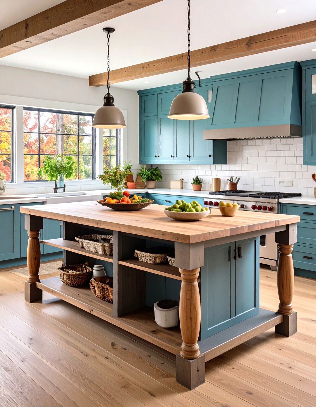 Farmhouse Table Style Kitchen Island - 20 Rustic Kitchen Island Ideas