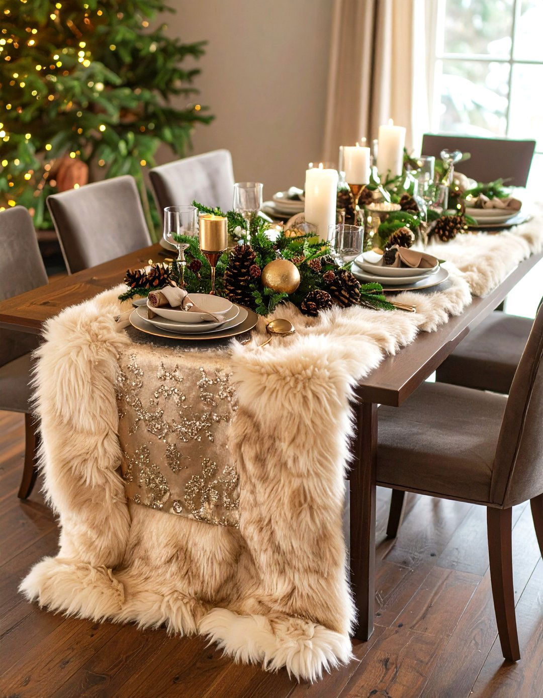 Faux Fur Winter Runner - 20 Table Runner Ideas