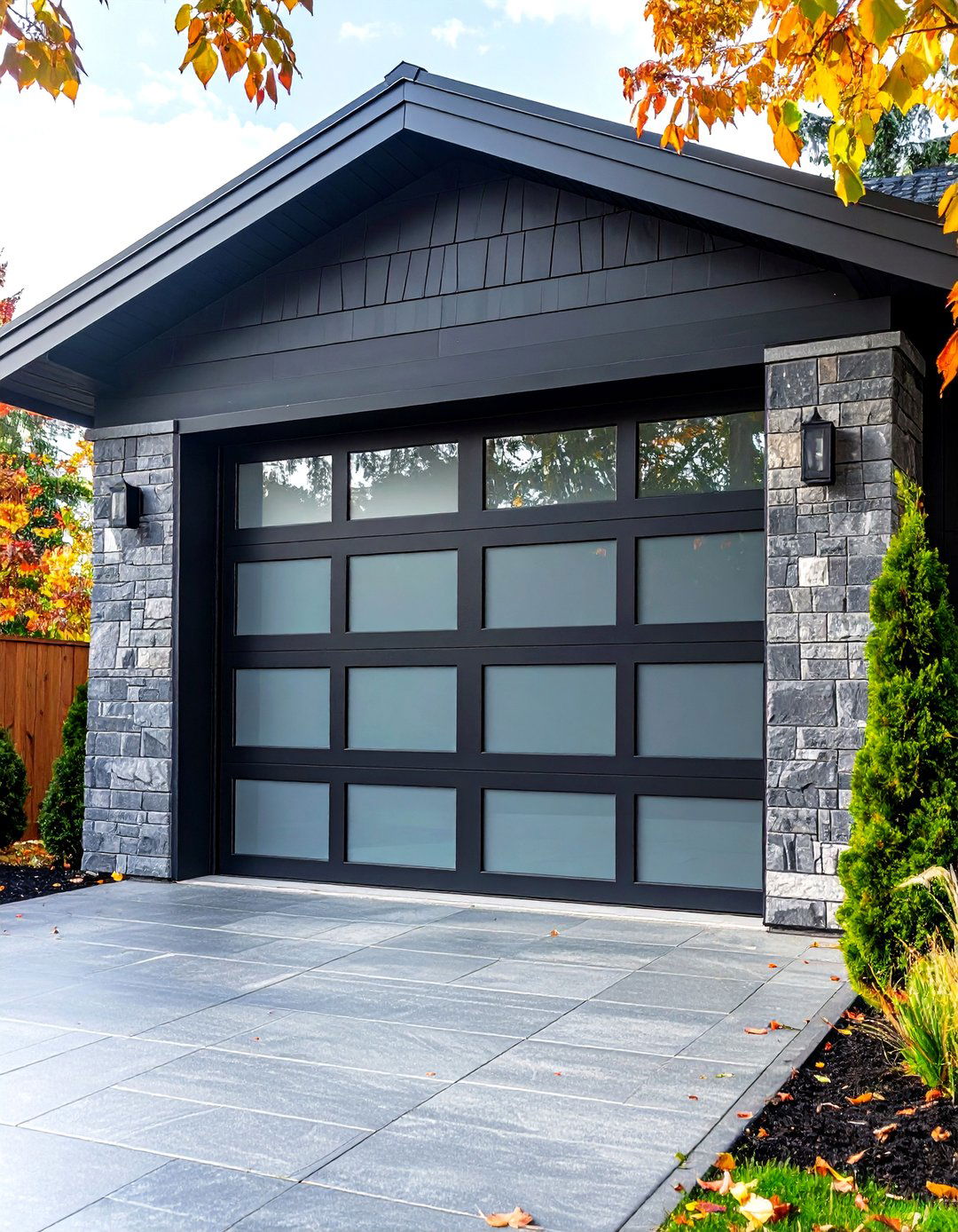 Faux Glass Panel Garage Door Illusion - 20 Garage Door Paint Ideas