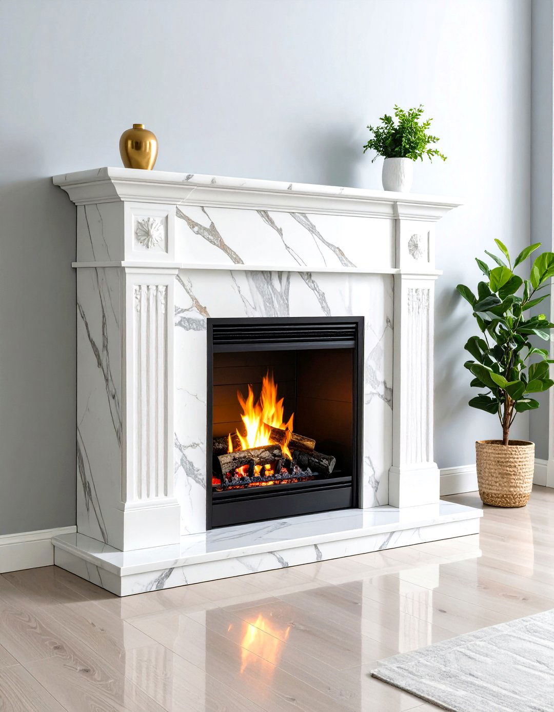 Faux Marble Fireplace Elegance with Paint - 20 Fireplace Paint Ideas