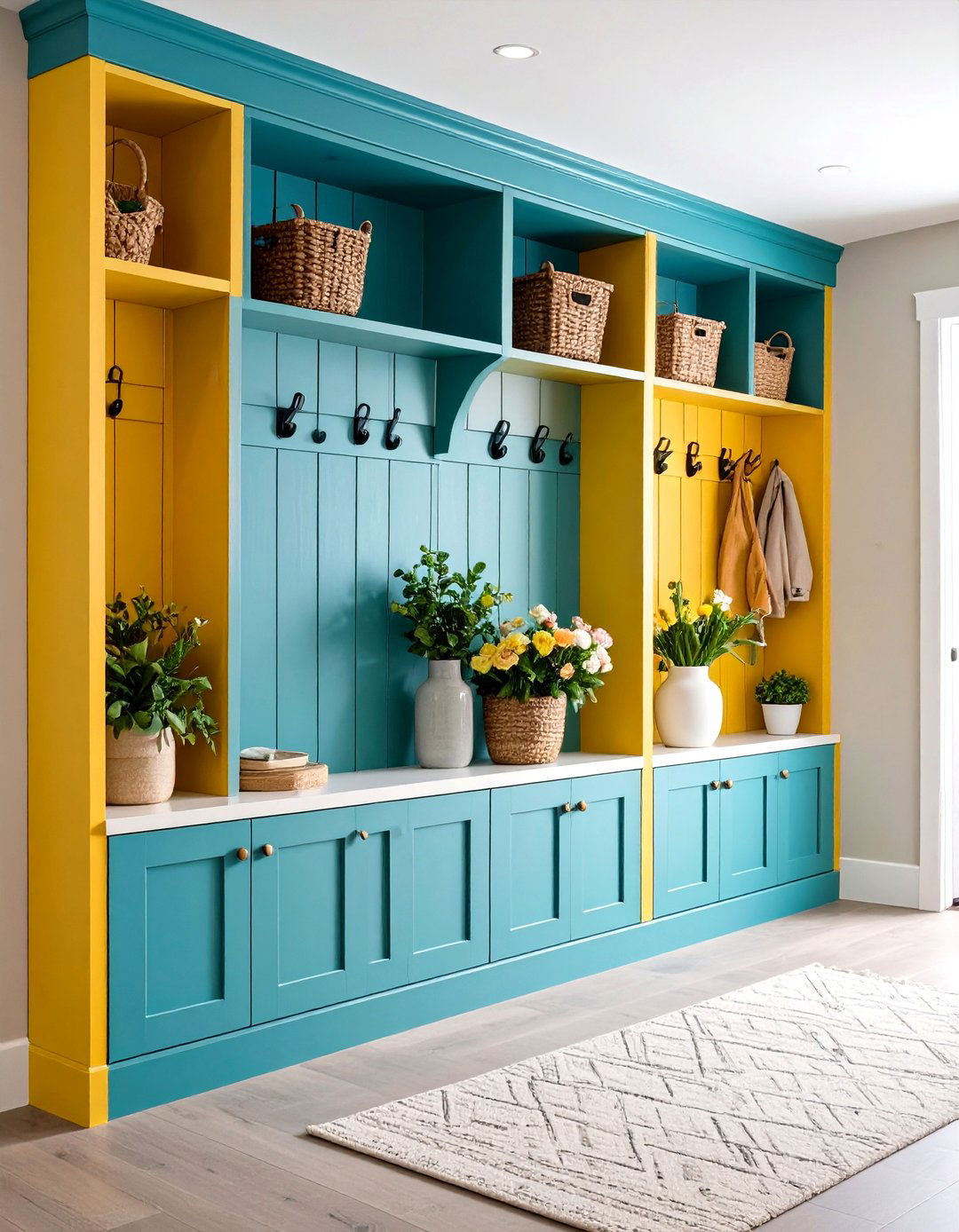 Faux Mudroom Divider - 20 Half Wall Ideas