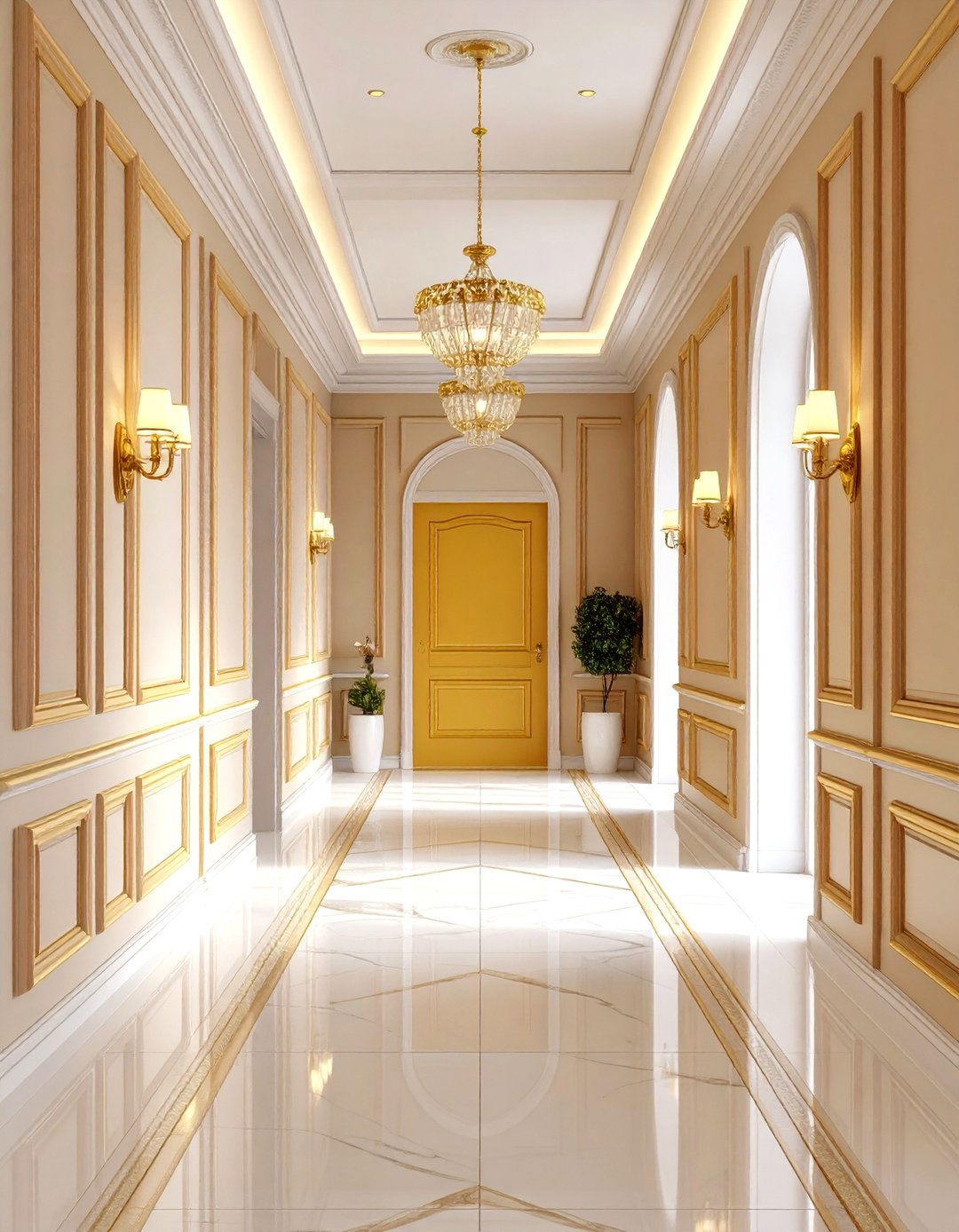 Faux Panel Hallway Wallpaper for Architectural Character - 20 Hallway Wallpaper Ideas