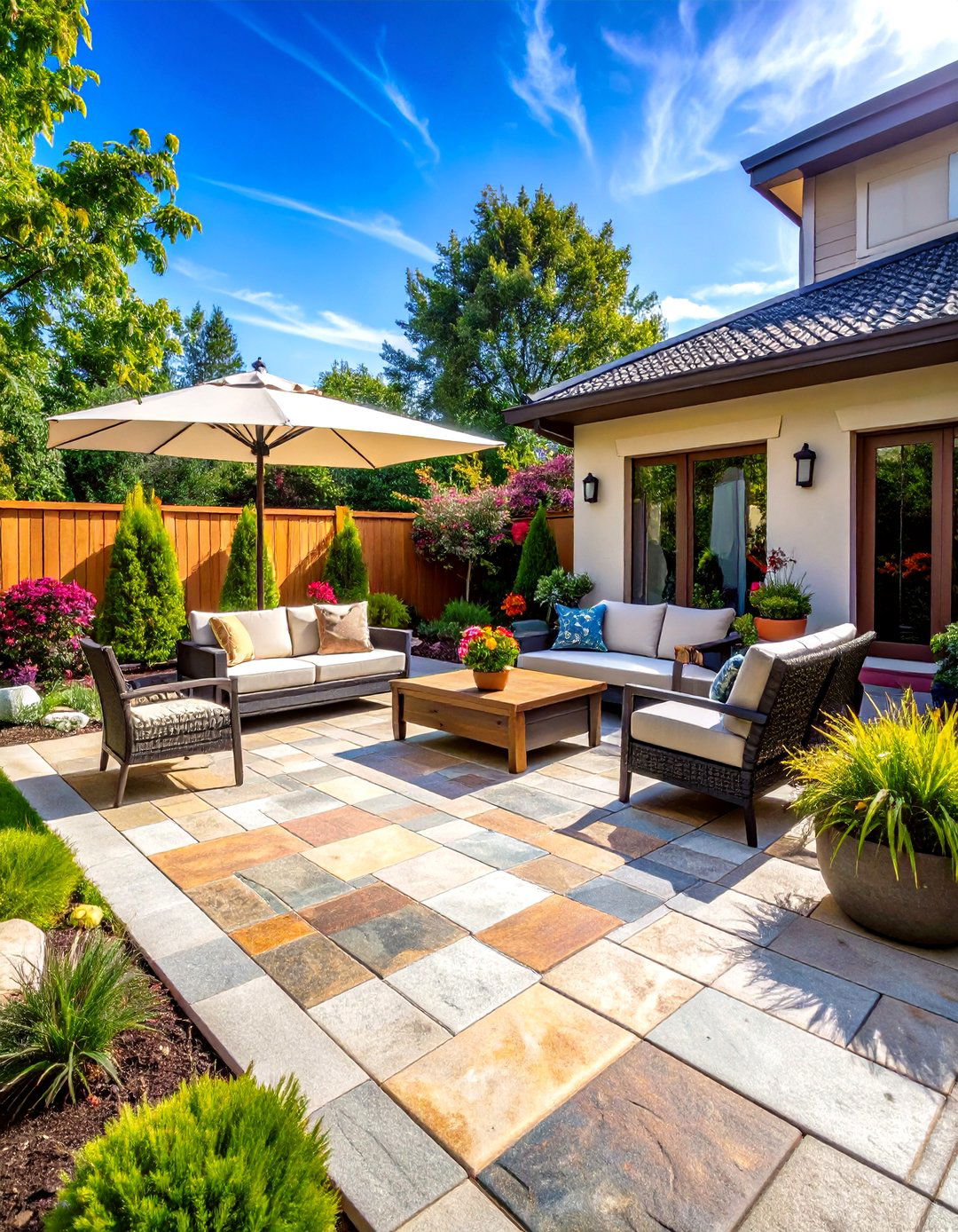 Faux Stone Painted Concrete Patio - 20 Painted Concrete Patio Ideas
