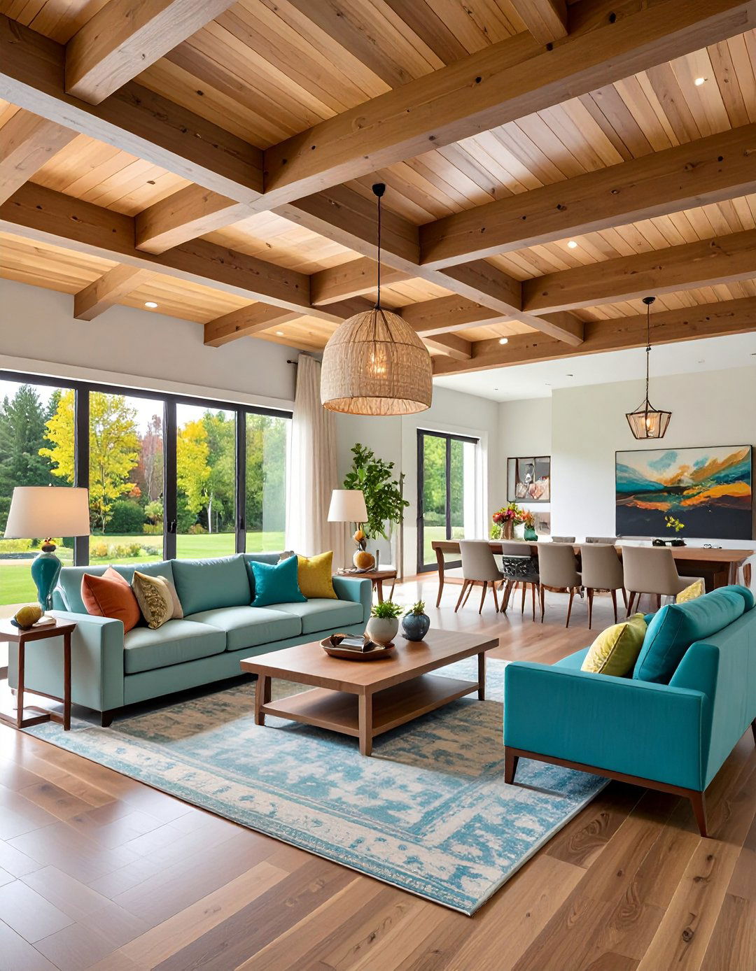 Faux Wood Exposed Beam Living Room Installation - 20 Exposed Beam Living Room Ideas