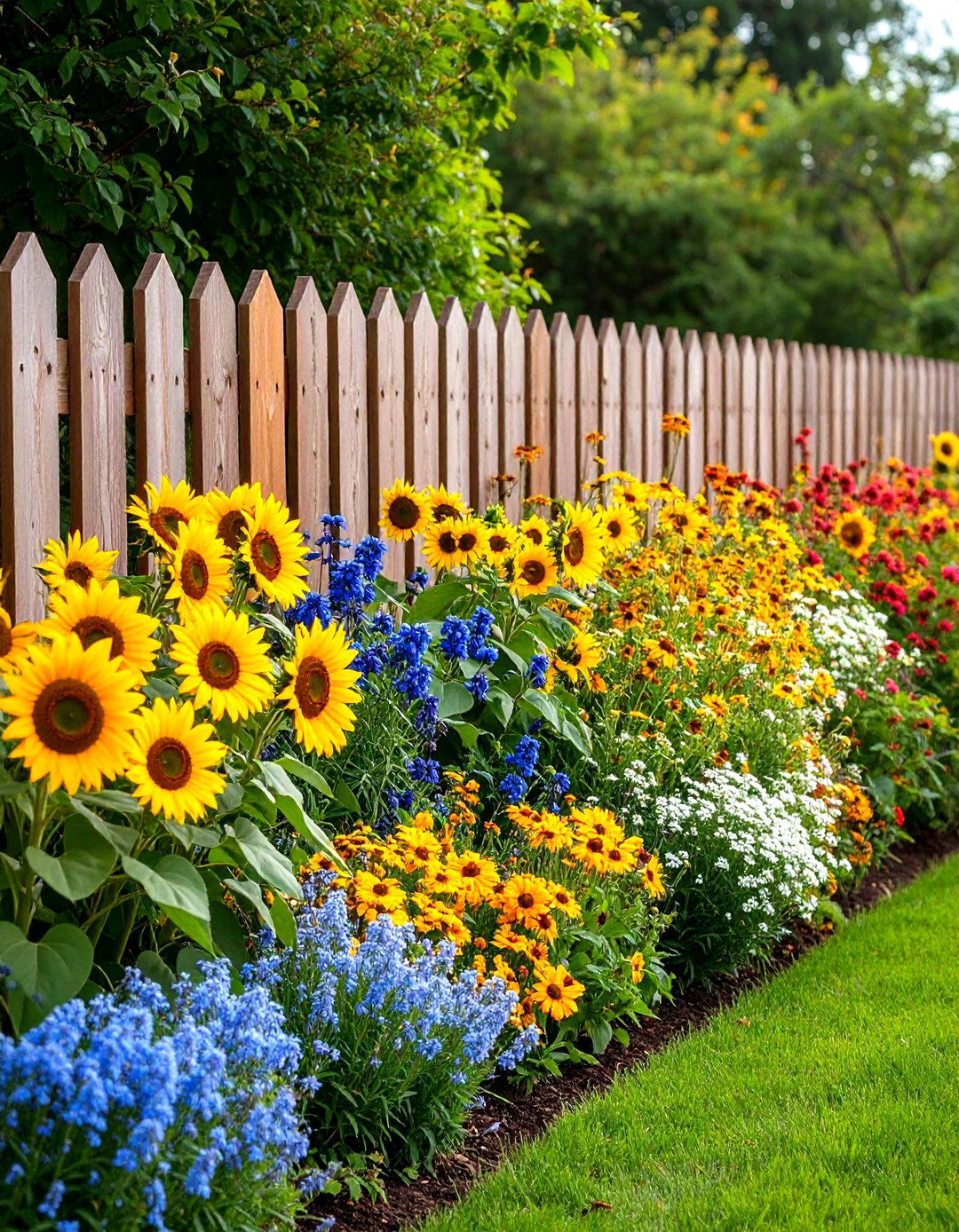 Fence Line Wildflower Garden - 20 Wildflower Garden Ideas