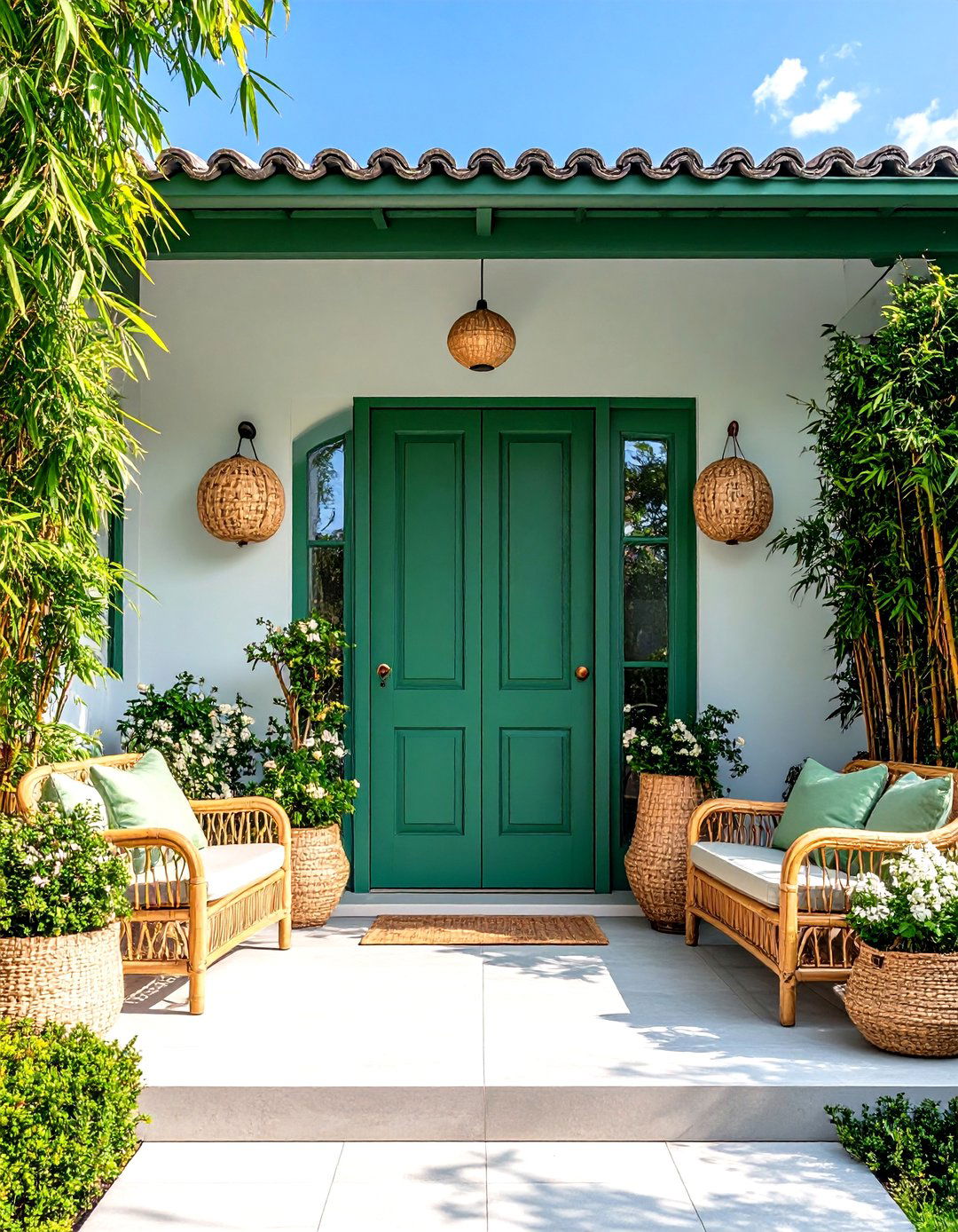 Feng Shui Aligned Green Front Door for Harmony - 20 Green Front Door Ideas