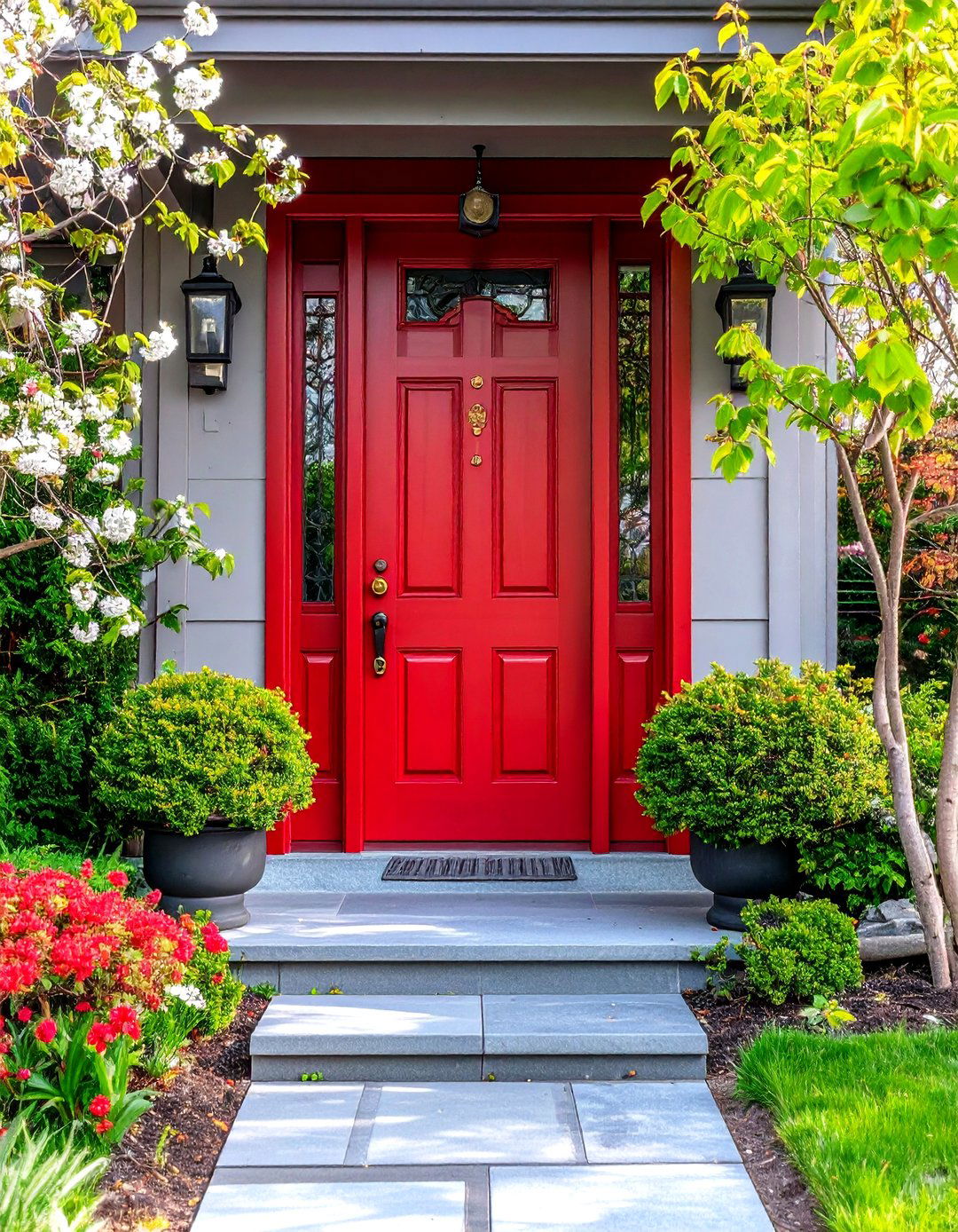 Feng Shui Inspired Lucky Dark Red Front Door - 20 Dark Red Front Door Ideas