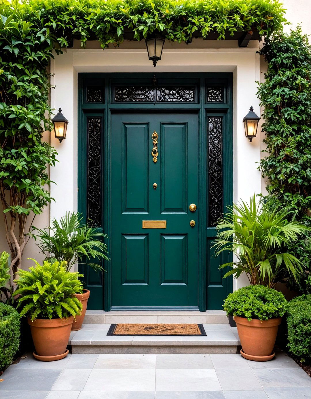 Feng Shui Inspired Prosperity Green - 20 Dark Green Front Door Ideas
