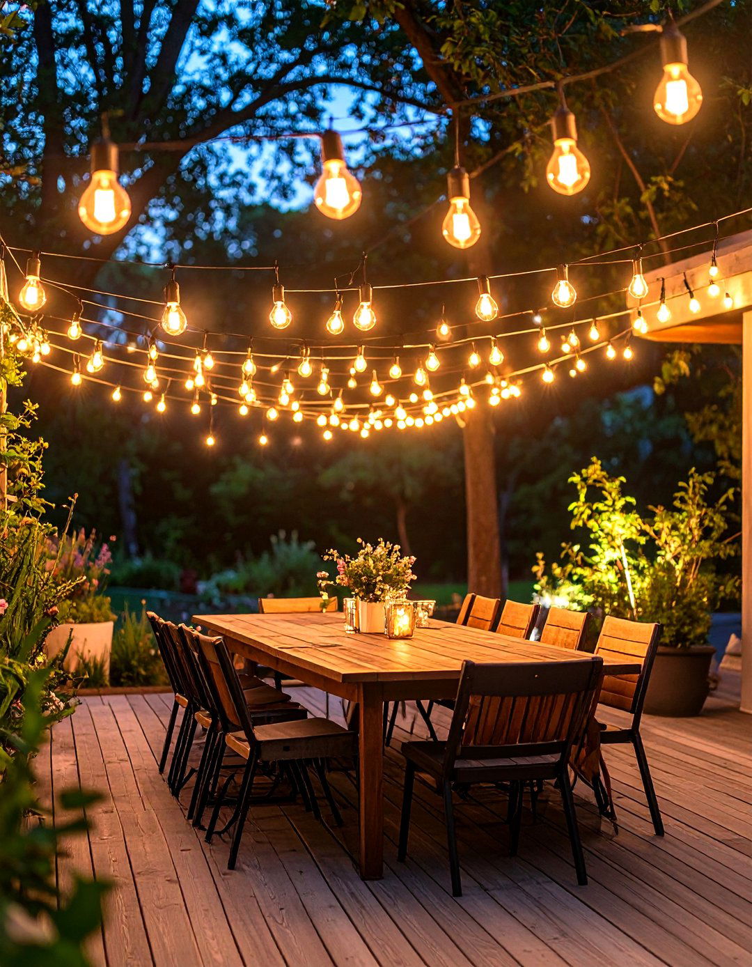 Festoon String Deck Lighting for Instant Celebration - 20 Deck Lighting Ideas