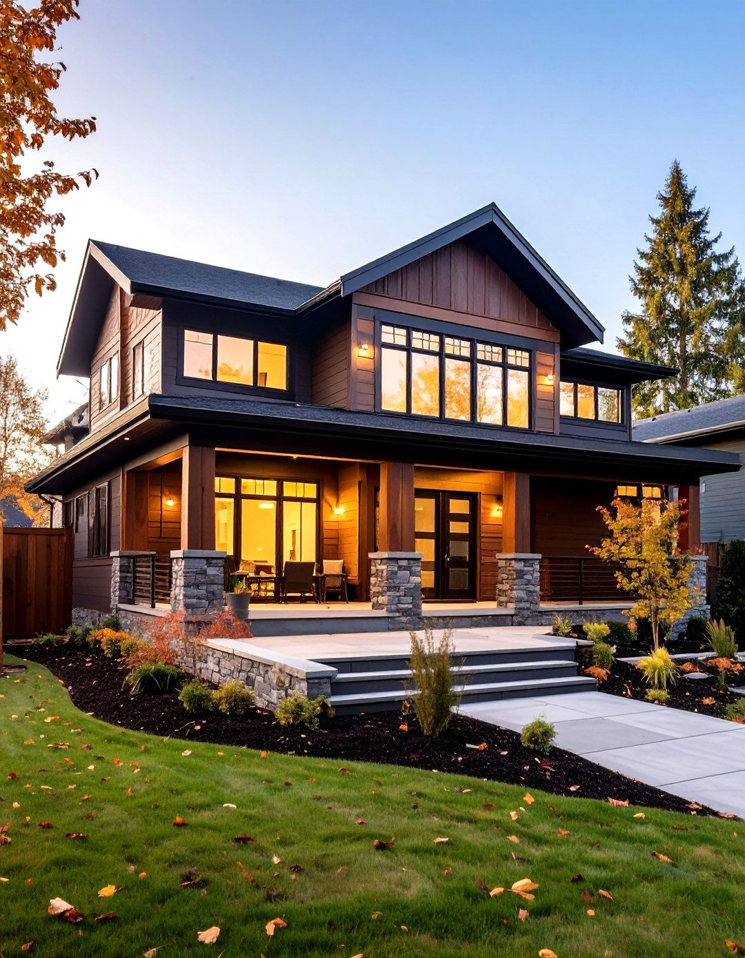 Fiber Cement Lap Siding Future Proofs a Dark Brown House Exterior - 20 Dark Brown House Exterior Ideas