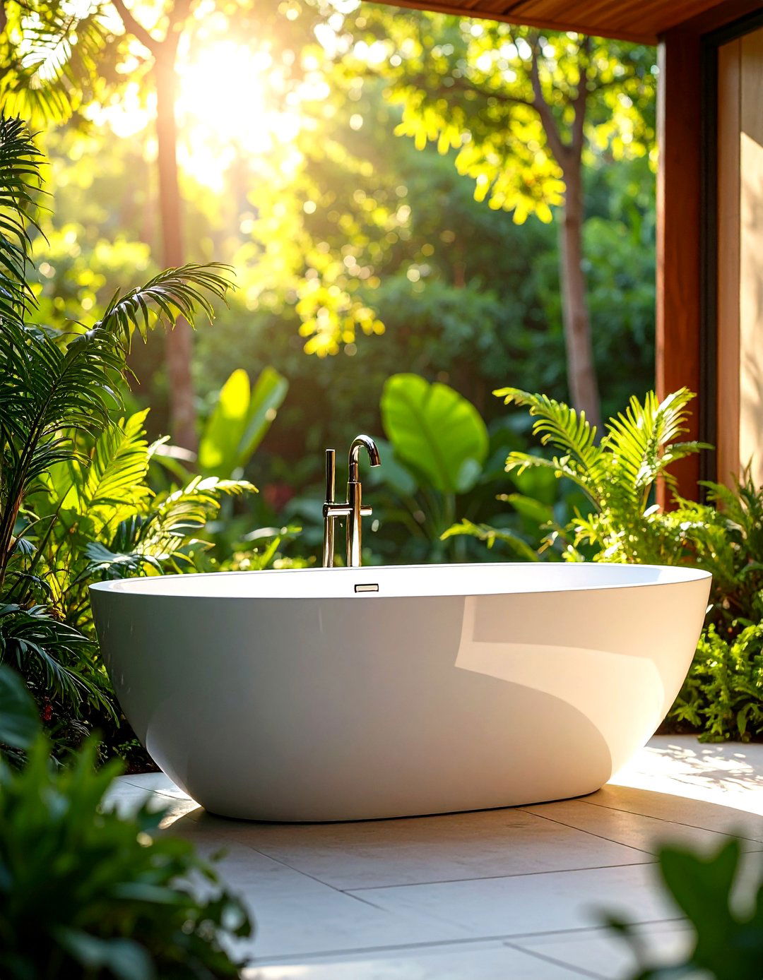 Fiberglass Outdoor Bathtub for Easy Installation - 20 Outdoor Bathtub Ideas