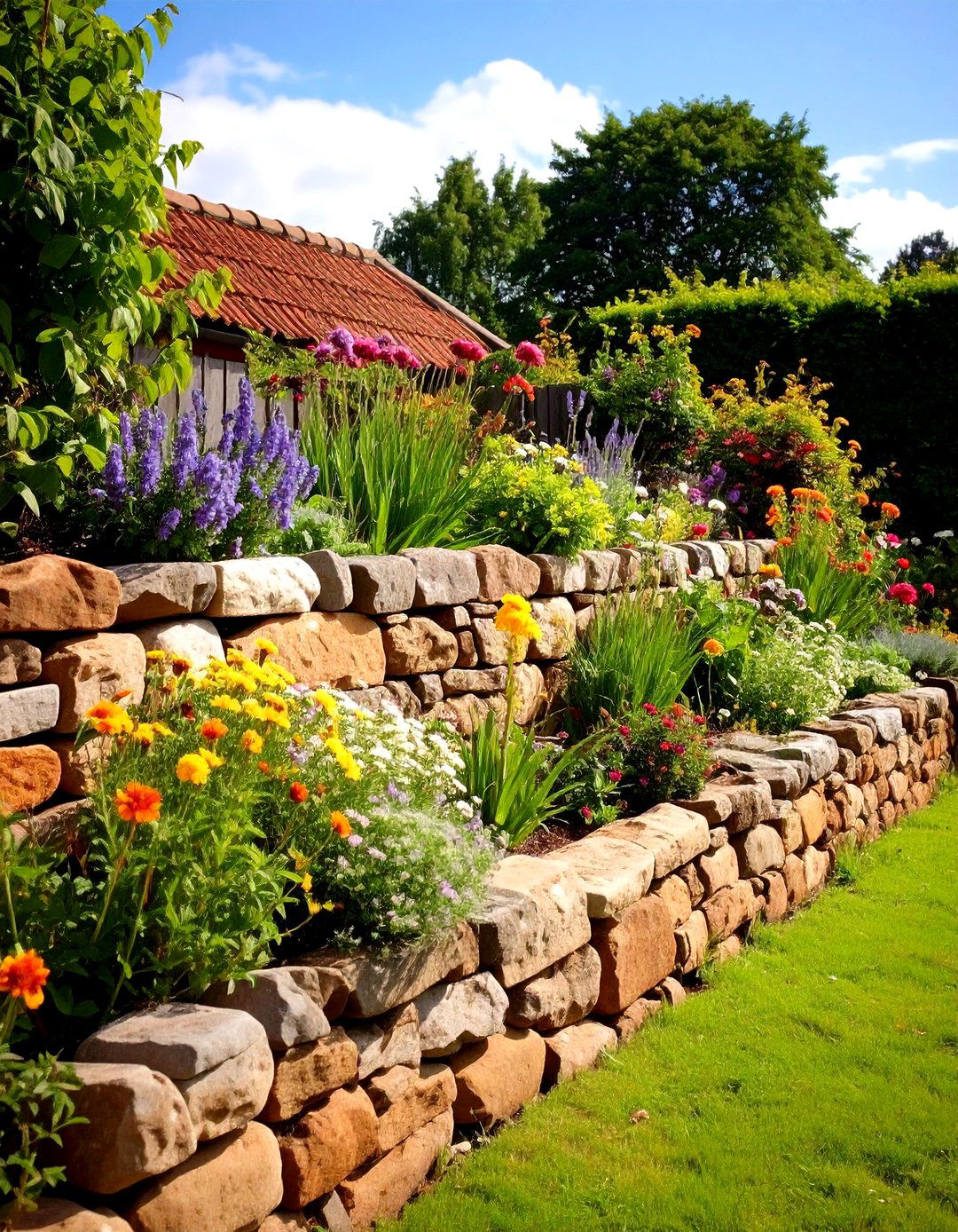 Fieldstone Boundary Wall - 20 Stone Wall Ideas