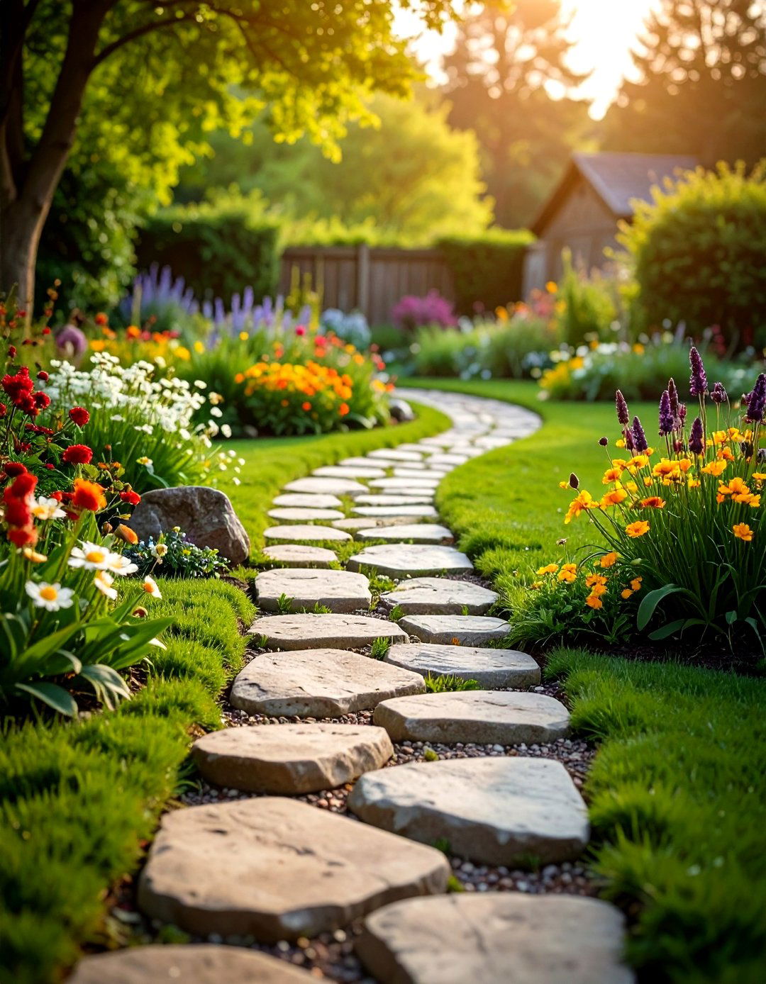 Fieldstone Rock Walkway with Rustic Country Appeal - 20 Rock Walkway Ideas