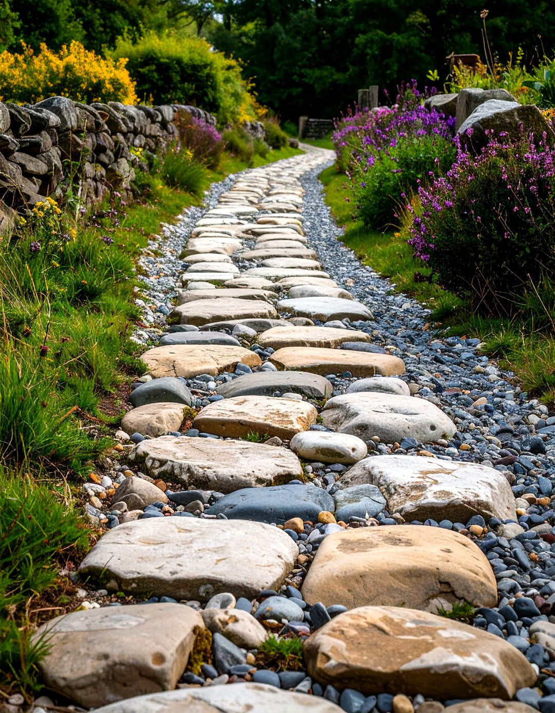 Fieldstone Rustic Path - 20 Stone Walkway Ideas