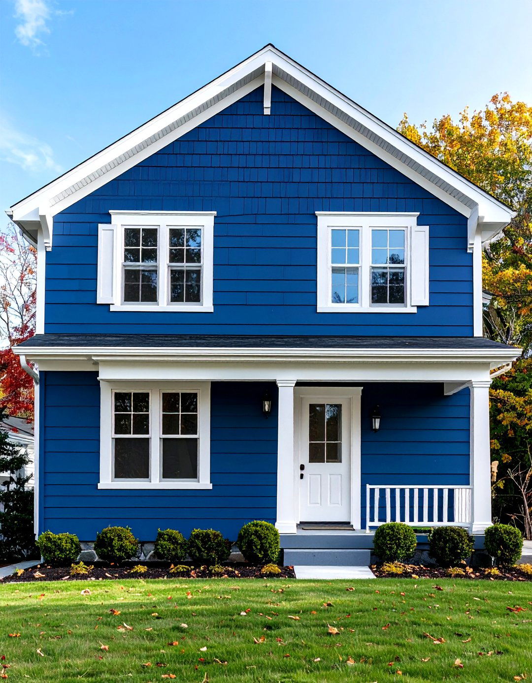 Finished Look and Detailing - 20 Blue House Siding With White Trim