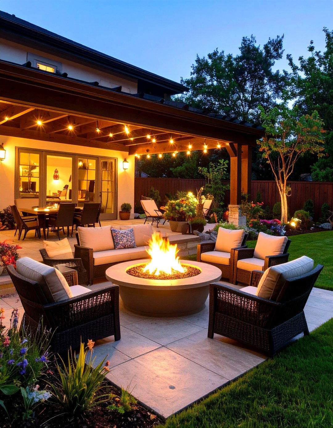 Fire Feature Covered Patio for Year Round Enjoyment - 20 Covered Patio Ideas