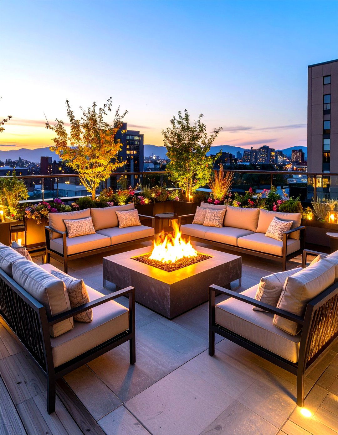 Fire Feature Focal Point Rooftop Deck - 20 Rooftop Deck Ideas