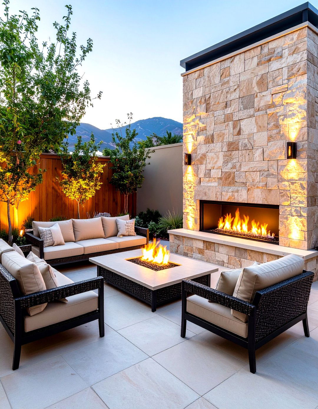 Fire Feature Patio Wall Integration - 20 Patio Wall Ideas