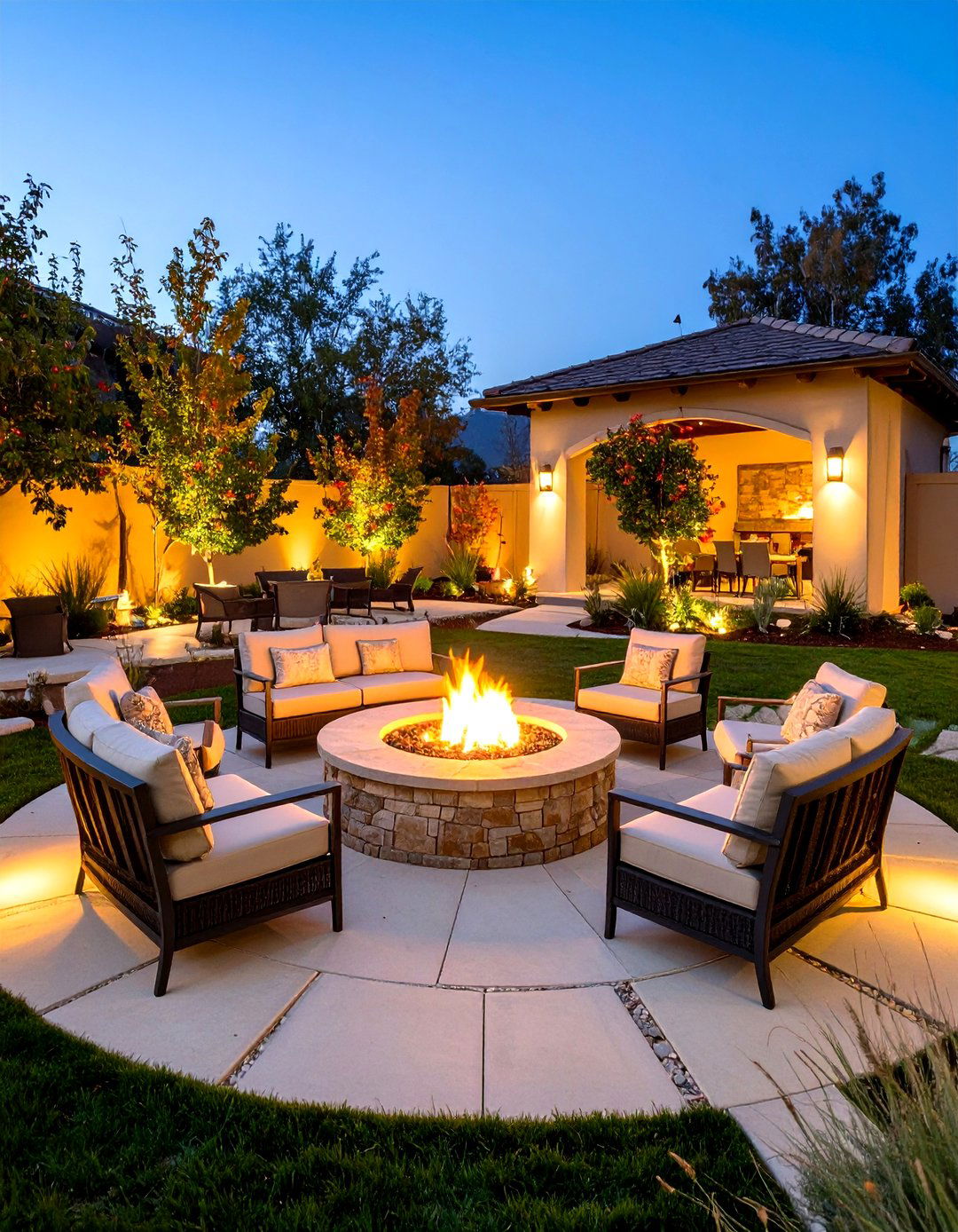 Fire Feature Privacy Patio Sanctuary - 20 Privacy Patio Ideas