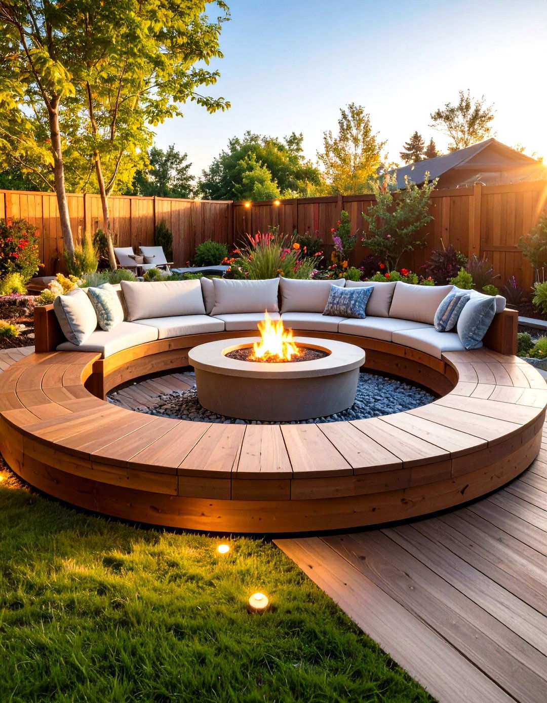 Fire Pit Bench Circle Deck Seating - 20 Deck Seating Ideas