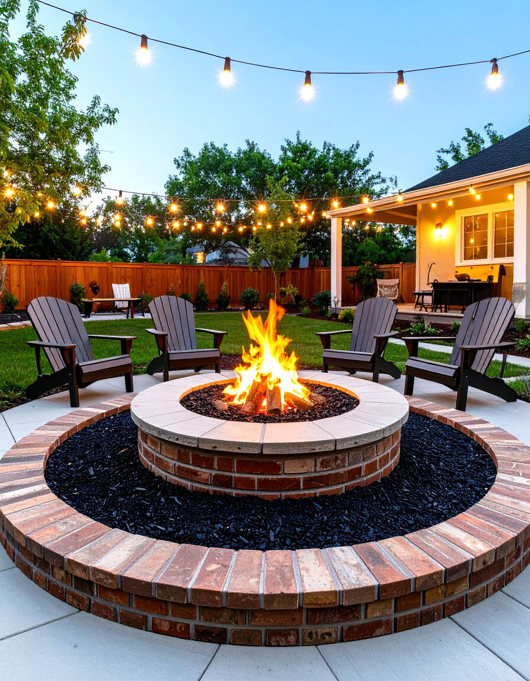 Fire Pit Circle on Black Mulch Patio - 20 mulch patio ideas