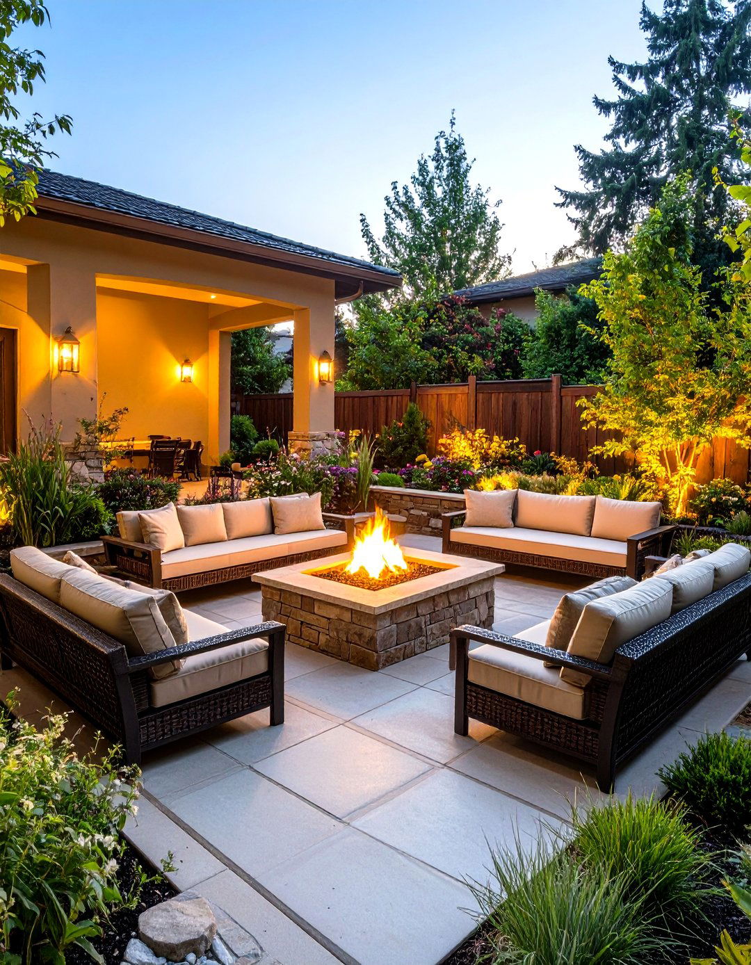 Fire Pit Focal Point - 20 Sunken Patio Ideas