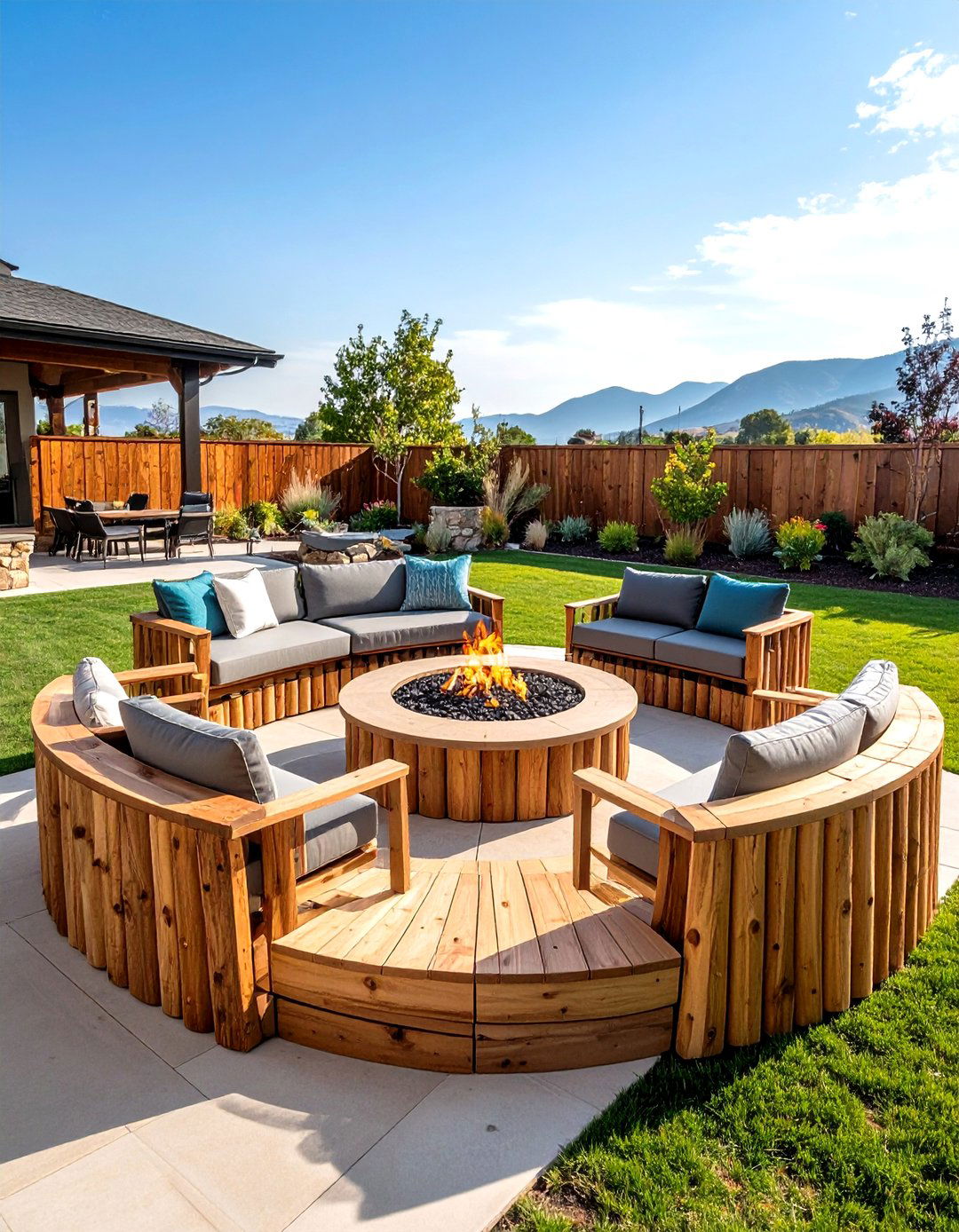 Fire Pit Seating Ring with Sleepers - 20 Garden Sleeper Ideas