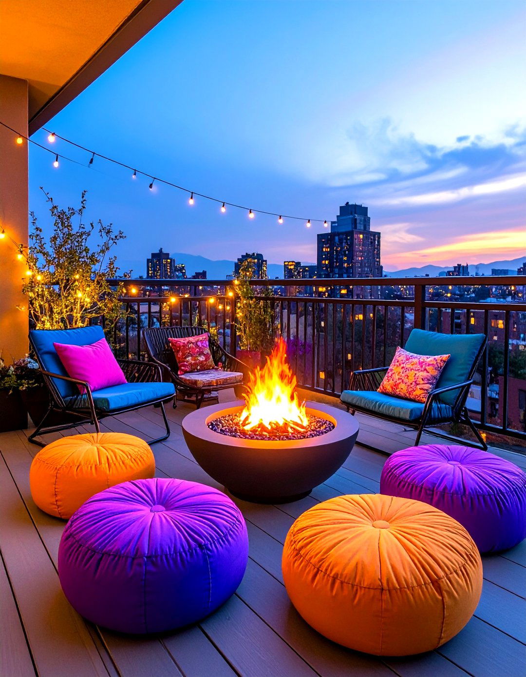 Fire Pit and Bonus Seating - 20 Second Story Balcony Ideas