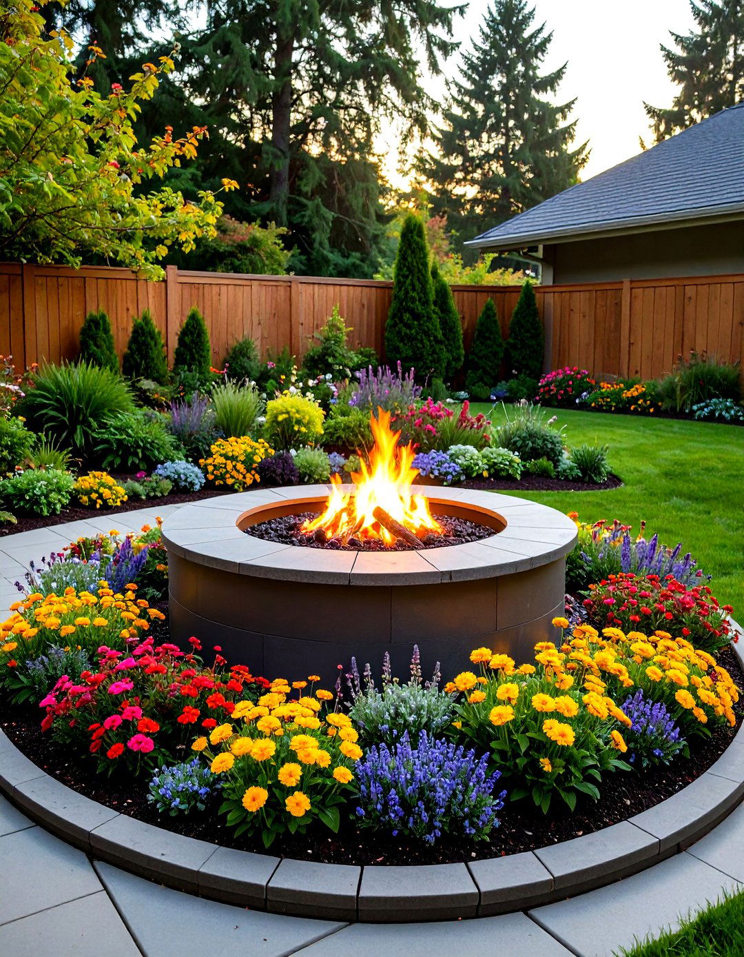 Fire Pit with Raised Planter Beds - 20 Backyard Fire Pit Ideas Landscaping