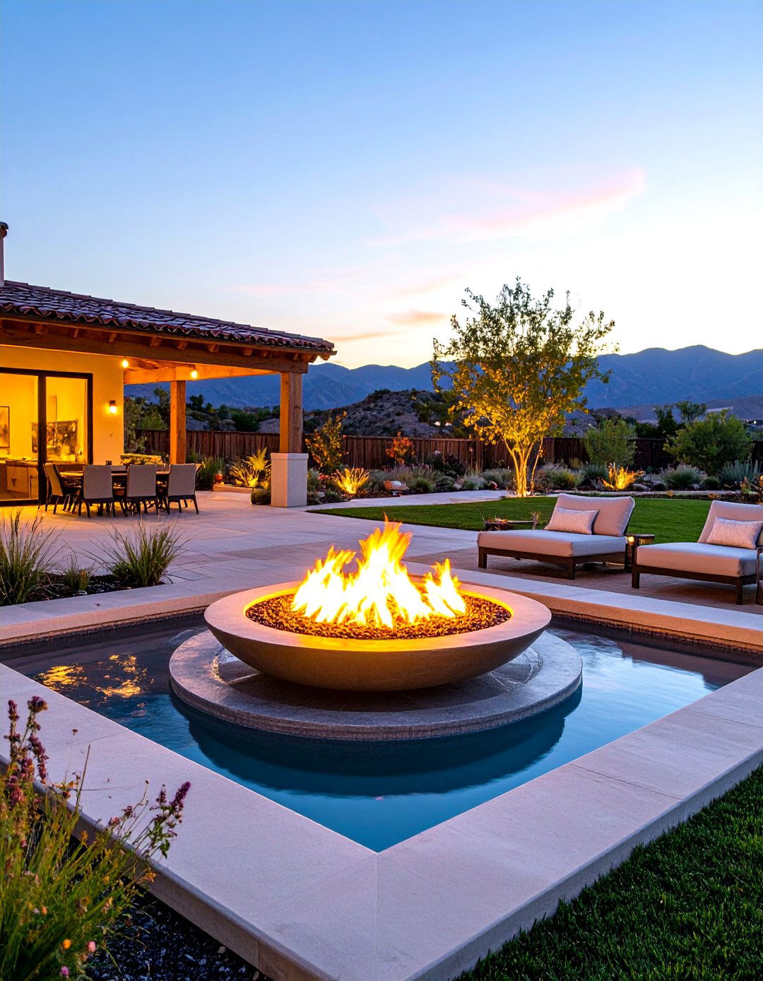 Fire and Water Backyard Fountains for Unique Combinations - 20 Backyard Fountain Ideas