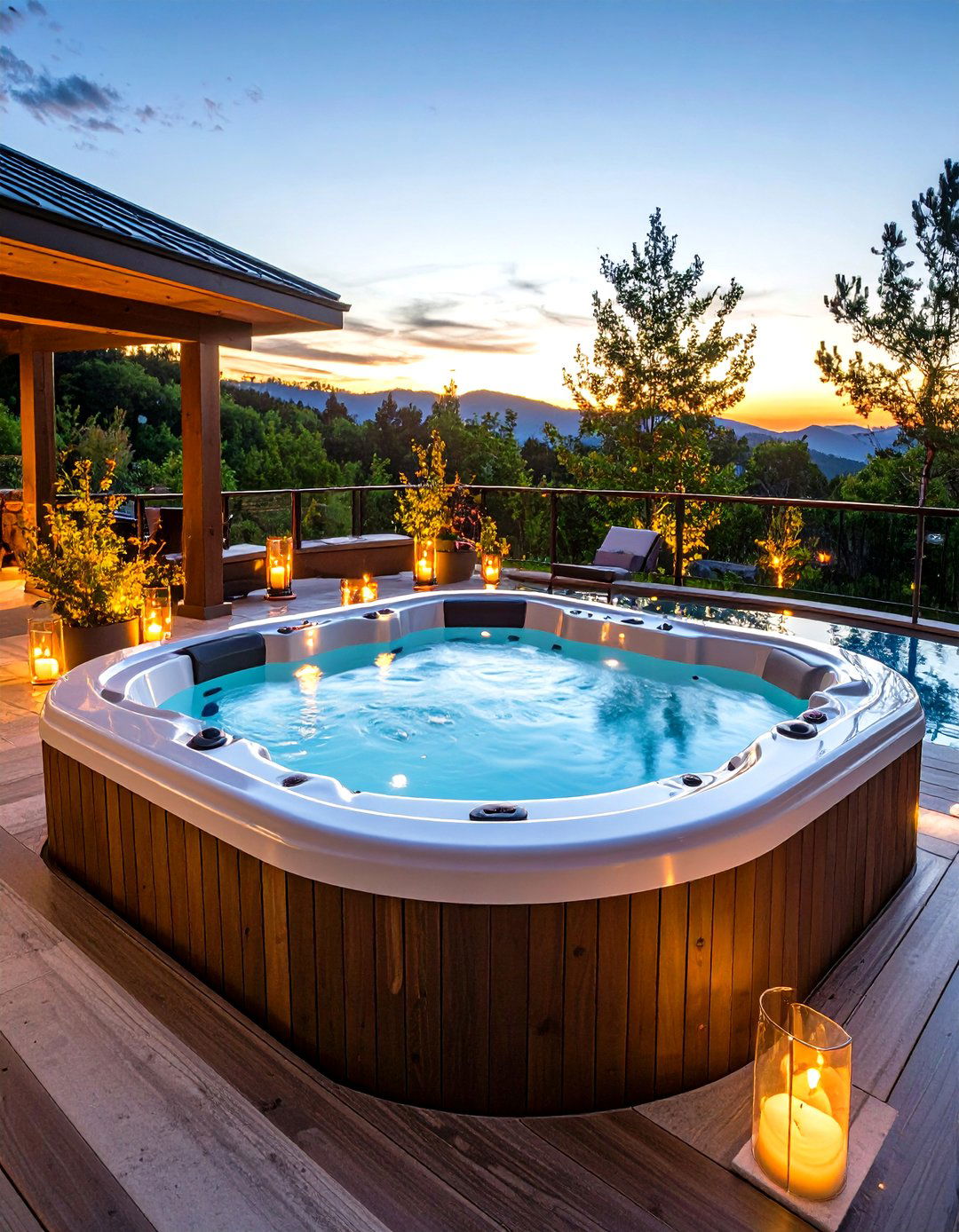 Fire and Water Combination Feature - 20 Sunken Hot Tub Ideas