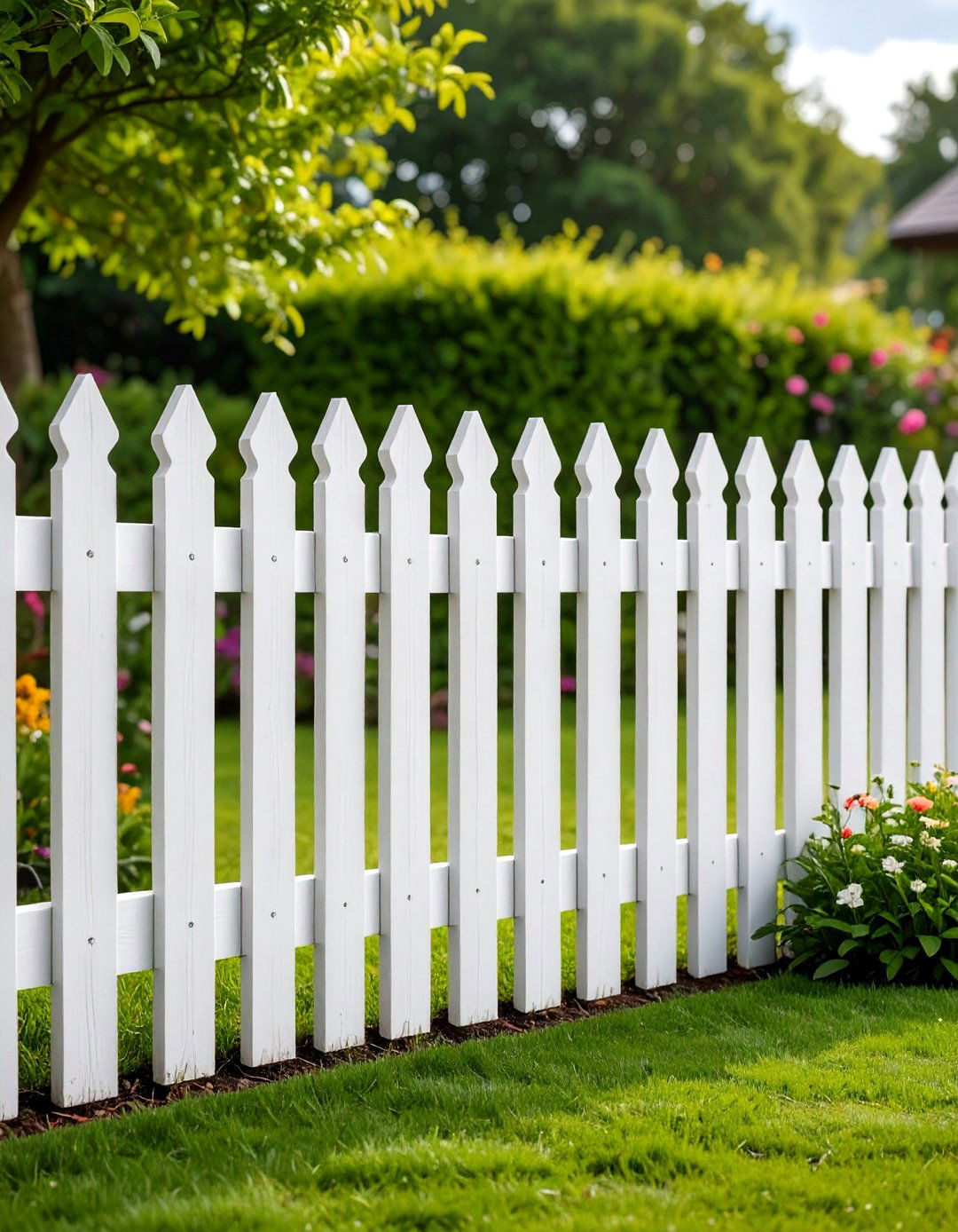 Firefly Create a high quality image with extra brightness of classic white picket fence p - 20 Garden Fence Colour Ideas