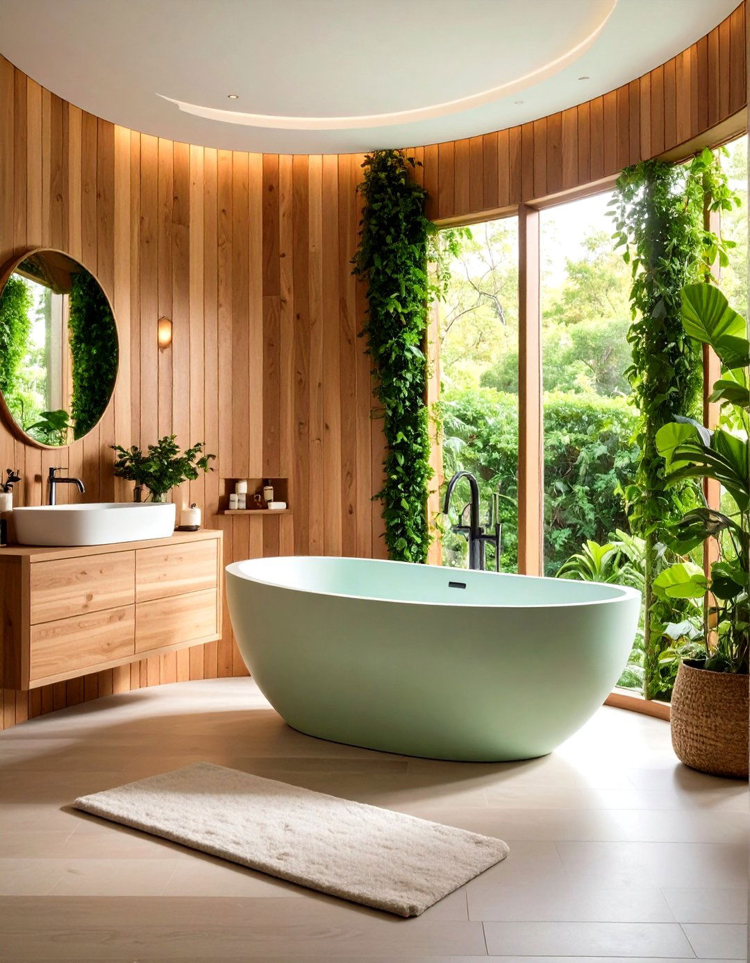 Firefly Create a high quality image with extra brightness of curved shiplap bathroom tub