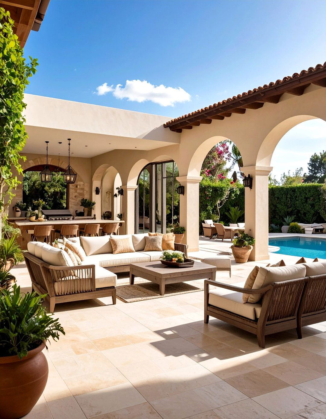 Firefly Create a high quality image with extra brightness of indoor outdoor integration - 20 Tuscan Interior Design Ideas