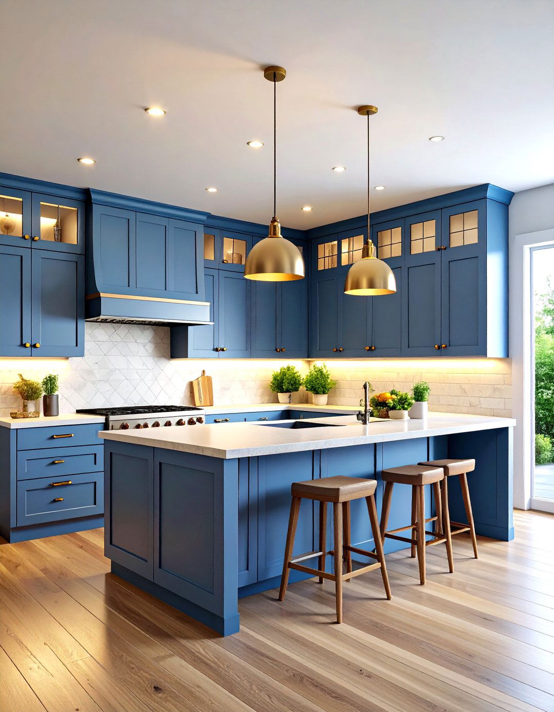 Firefly Create a high quality image with extra brightness of layered lighting plan in U s - 20 U Shaped Kitchen Ideas