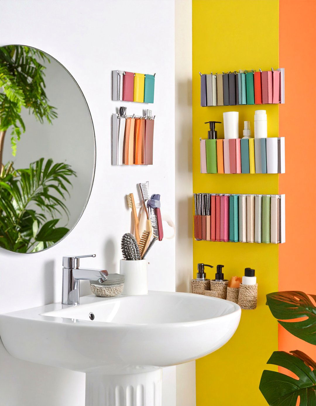 Firefly Create a high quality image with extra brightness of magnetic strips mounted on w - 20 Pedestal Sink Storage Ideas