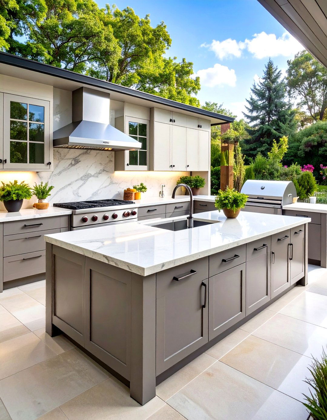 Firefly Create a high quality image with extra brightness of outdoor rated quartz counter - 20 Types of Outdoor Kitchen Countertops