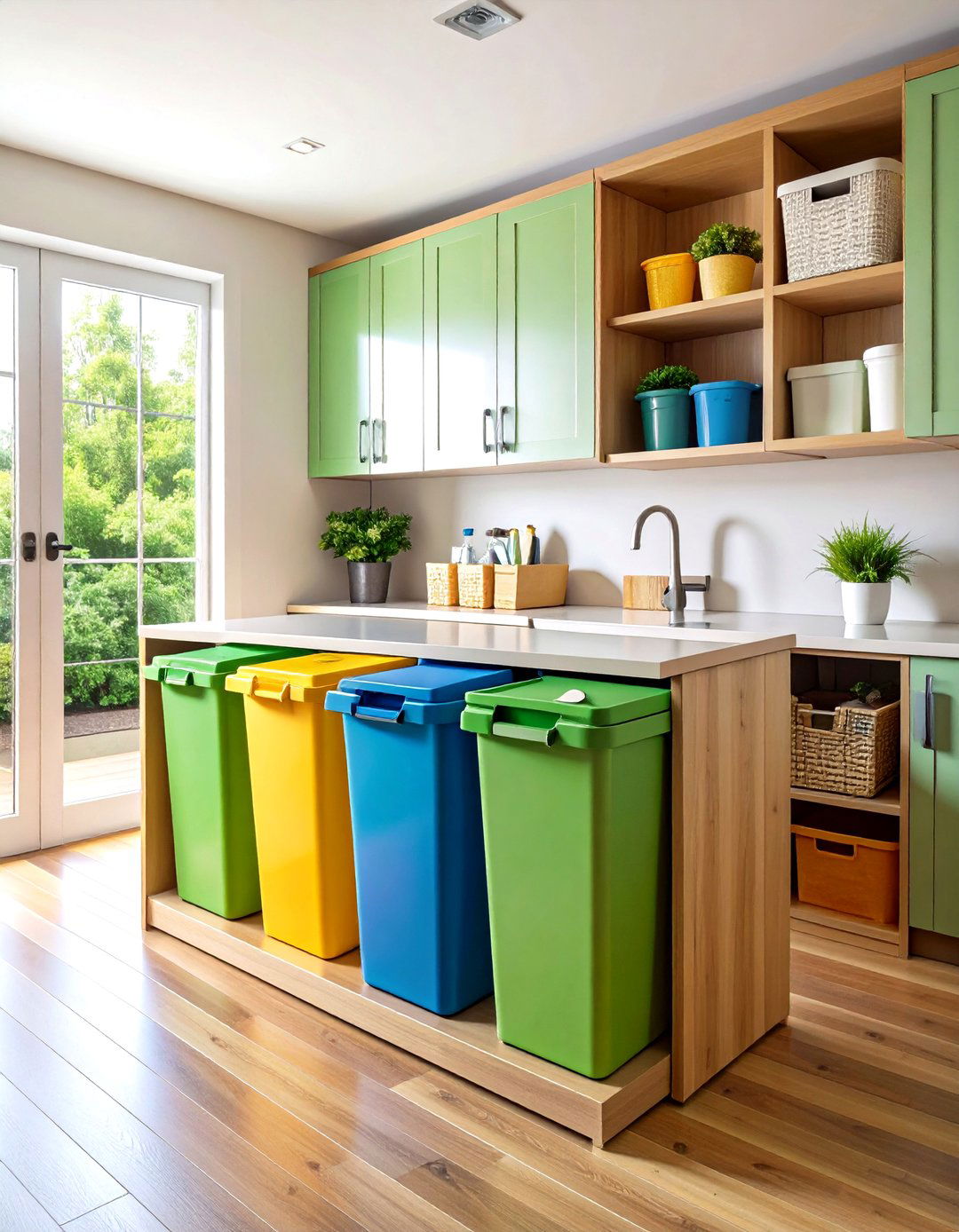 Firefly Create a high quality image with extra brightness of pull out recycling and waste - 20 Utility Room Ideas