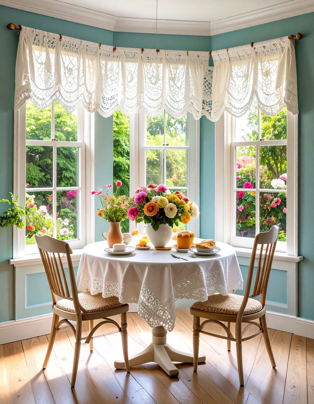 Firefly Create a high quality image with extra brightness of vintage lace cafe window val - 20 Window Valance Ideas
