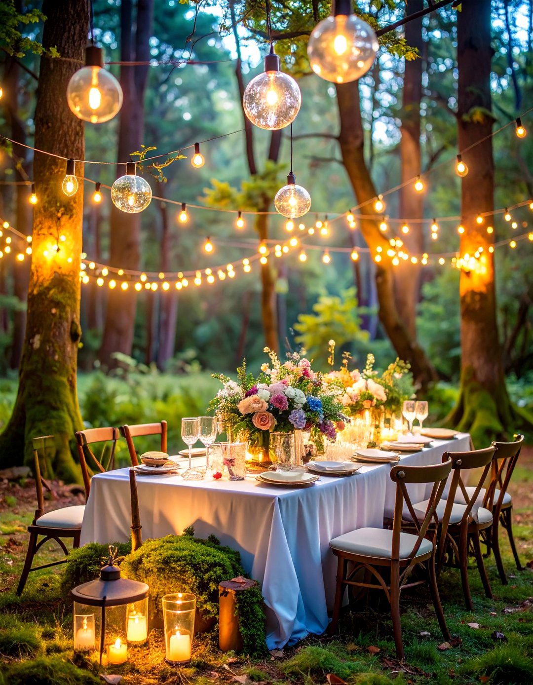 Firefly Create a high quality image with extra brightness of whimsical wedding table with - 20 Wedding Table Decoration Ideas